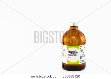 Cluj-napoca/romania-10 24 2019:  Buscopan Injectable Solution For Animals