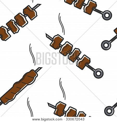 Bbq On Skewer Meat Kebab Seamless Pattern Beef Or Veal