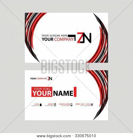 Modern Business Card Templates, With Zn Logo Letter And Horizontal Design And Red And Black Colors.