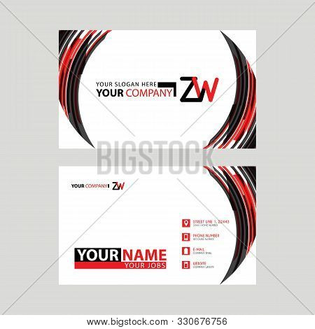 Modern Business Card Templates, With Zw Logo Letter And Horizontal Design And Red And Black Colors.