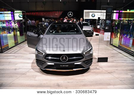 Geneva, Switzerland - March 06, 2019: Mercedes-benz Cla 200 Coupe - Geneva International Motor Show