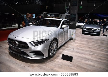 Geneva, Switzerland - March 06, 2019: Mercedes-benz Cls 350 Coupe - Geneva International Motor Show