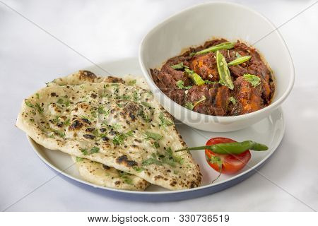 Indian Chicken Curry With Naan Bread Asian Food
