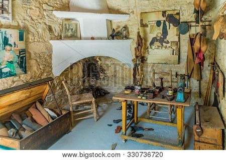 Lania Cyprus. September 3 2019. A View Of The Thematic Shoemakers Museum In The Traditional Village 