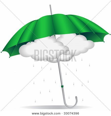 ร่มสีเขียวกับเมฆ