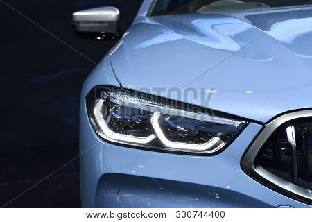 Nonthaburi,thailand - Dec 2, 2018: Bmw 8 Series Coupe Be Closeup Led Headlight With Laserlight , Spo
