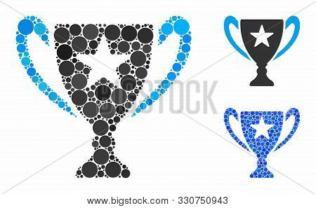 Trophy Cup Composition Of Filled Circles In Different Sizes And Color Tints, Based On Trophy Cup Ico