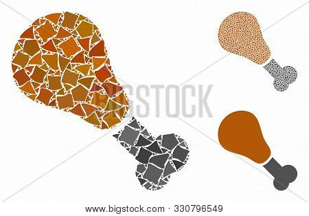 Fried Chicken Leg Composition Of Humpy Pieces In Various Sizes And Color Tinges, Based On Fried Chic
