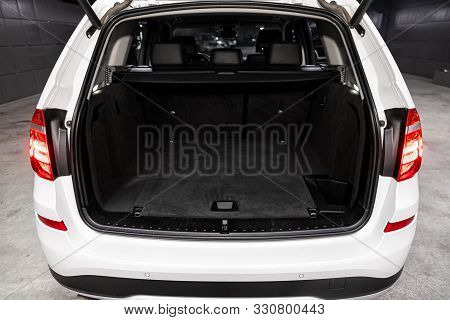 Novosibirsk, Russia - September 29, 2019:  Bmw X3, Close-up Of The Open Trunk, Headlight, Bumper,  F