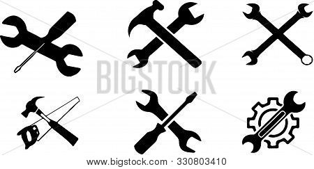 Tecnician Tool Icon On White Background Production, Repair, Set, Sign.