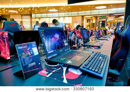SHENZHEN, CHINA - CIRCA APRIL, 2019: interior shot of Asus ROG Store in Shenzhen. Republic of Gamers is a brand used by Asus.