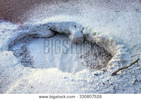 Close Up Of Bubbling Mudpot At Artists Paintpots In Yellowstone National Park, Wyoming, Usa.