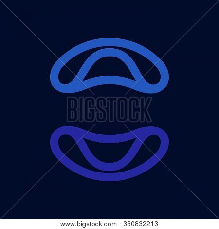 Eco Line Circle Logo Formed By Twisted Blue Drops.