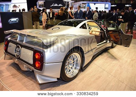 Geneva, Switzerland - March 05, 2019: Pagani Zonda C12 Geneva International Motor Show 2019