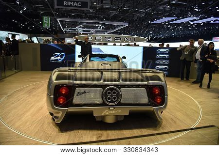 Geneva, Switzerland - March 05, 2019: Pagani Zonda C12 Geneva International Motor Show 2019