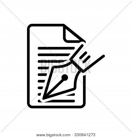 Black Line Icon For Editorial Notes Writer