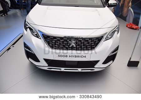 Geneva, Switzerland - March 05, 2019: Peugeot 3008 Hybrid 4 - Geneva International Motor Show 2019