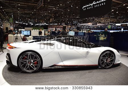 Geneva, Switzerland - March 05, 2019: Pininfarina Battista - Geneva International Motor Show 2019