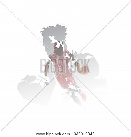 Basketball Players Multi Exposure Vector Illustration. Streetball Athletes