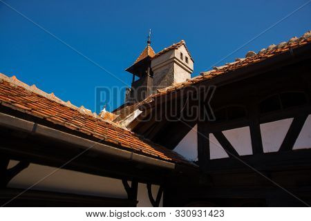Bran, Romania: Drakulas Castle. Interior Yard Of The Bran Castle, A National Monument And Landmark I