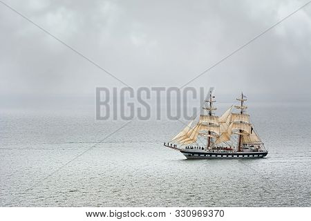 Two Masted Sailing Ship In The Black Sea