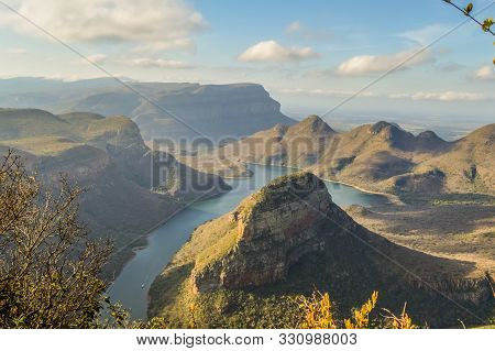 Panoramic Blyde River Canyon And Three Rondawels In Panorama Route In Mpumalanga