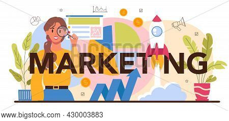 Marketing Typographic Header. Marketing Strategy And Communucation