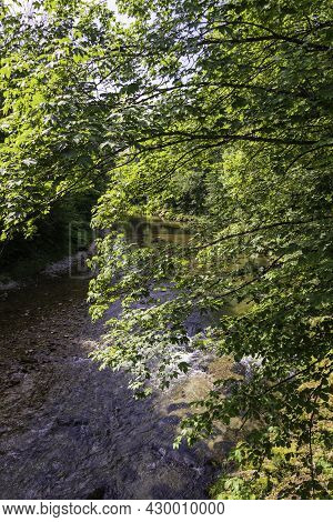 River Traun In Bavaria Close To Traunreut