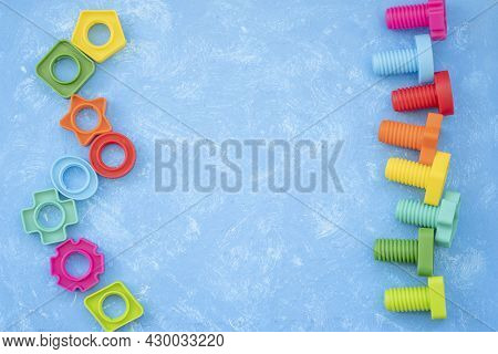 Colorful Details Of The Designer. Children's Creativity And Learning. Home Leisure. Educational Cons