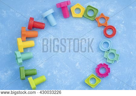 Colorful Details Of The Designer. Children's Creativity And Learning. Home Leisure. Educational Cons