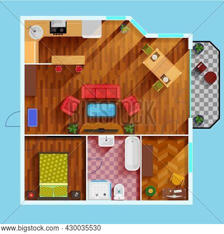 One Bedroom Apartment Floor Plan With Kitchen Dinning Area Balcony Bathroom And Rooms For Study And 