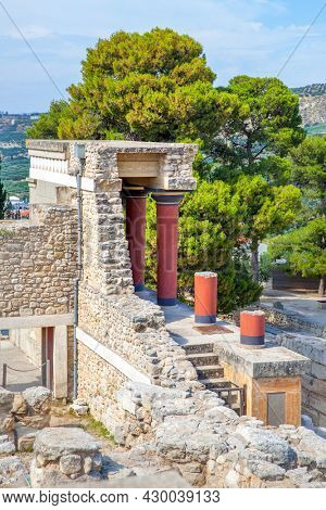 Ruins of ancient Knossos palace in Crete Island, Greece