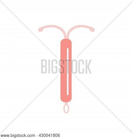 Hormonal Iud. Copper Intrauterine Device Colored Flat Style Icon. Women Contraceptive Birth Control 