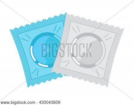 Condoms Icon Vector In Flat Style. Problems Of Unwanted Pregnancy