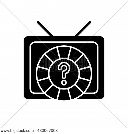 Game Show Black Glyph Icon. Broadcasting Television Program For Entertainment. Wheel Lottery For Cha