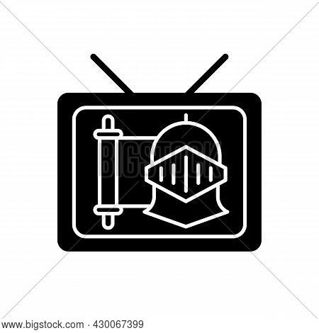 Historical Show Black Glyph Icon. Period Drama Tv Series. Streaming Service. Television Program Genr