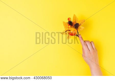 Female Hands With A Trendy Autumn French Manicure