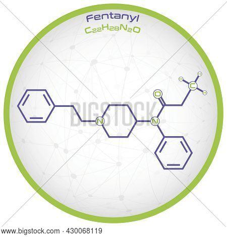 Large And Detailed Infographic Of The Molecule Of Fentanyl