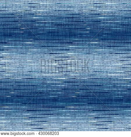 Classic Blue Woven Stripe Masculine Shirt Fabric Texture. Navy Space Dyed Marled Melange Background.