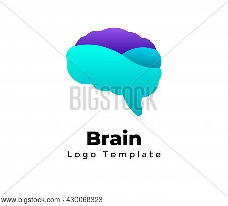 Creative Brain Vector Logo Template. Abstract Educational Status Sign. Science Medicine Element. Dig