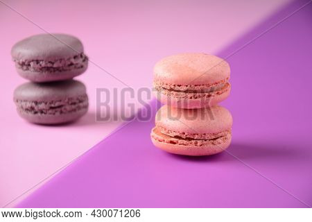 Colorful Macarons Cakes. Small French Cakes. Sweet And Colorful French Macaroons, Colorful Almond Co