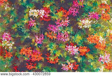 Beautiful Background With Muscat Flowers And Mosaic Structure.