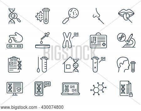 Dna Laboratory Research Set Line Icon. Lab For Genetic Analysis Linear Pictogram. Sample Kit For Gen
