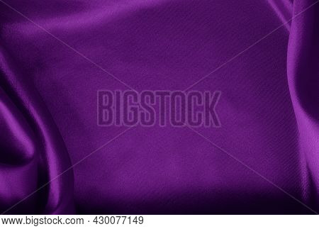 Purple Fabric Cloth Texture For Background And Design Art Work, Beautiful Crumpled Pattern Of Silk O
