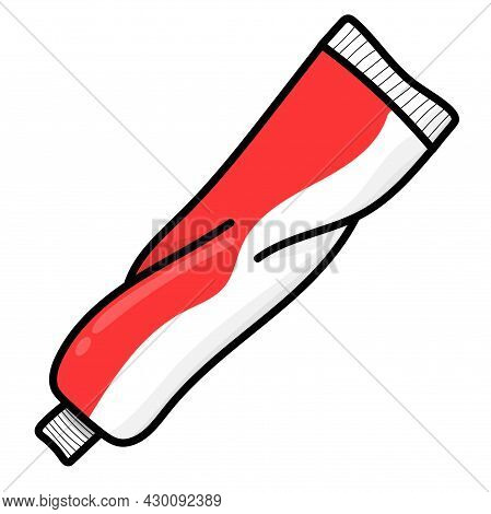 Toothpaste Dental Equipment Tools Vector Illustration Simple. Dentist Things With White Background