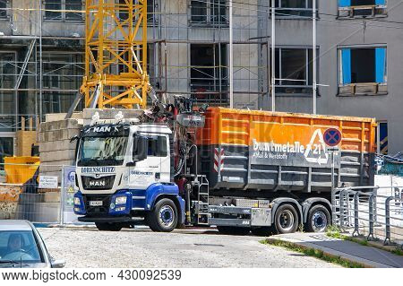 Vienna, Austria - July 28, 2021: Man T65 26.500 Truck Of Lorenschitz Industrial Company With Buntmet