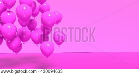 Floating Balloons On A Colored Background - 3d Render