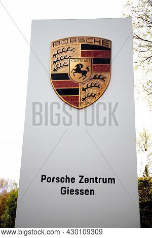 Giessen, Germany 2021-05-08: Porsche Zentrum Giessen-wettenberg Porsche Is A German Automobile Manuf