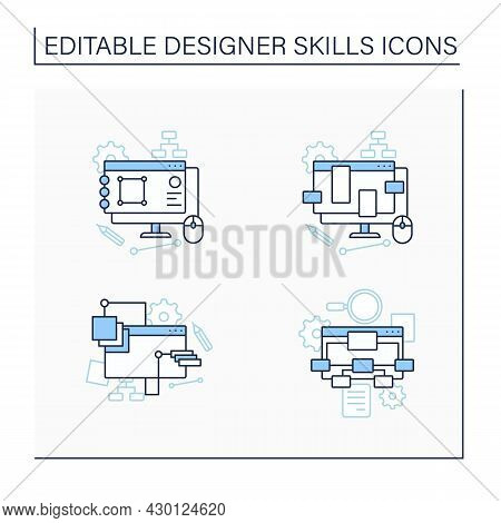 Designer Skills Line Icons Set. Generate Ideas.ux Design, Information Architecture, Common Design Pa