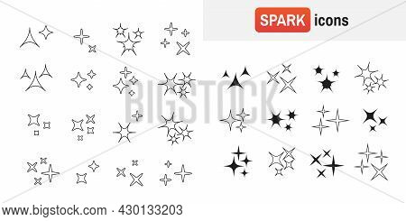 Icon Sparkle Line. Bright Firework, Decoration Twinkle, Shiny Flash